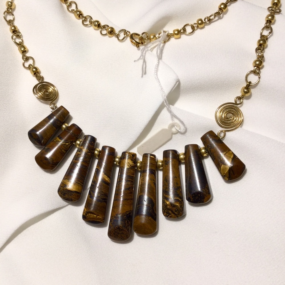 Tigers eye natural stone necklace✨